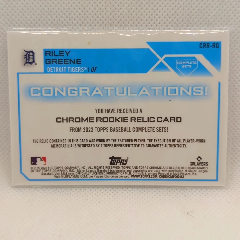 Riley Greene - 2023 chrome Rookie Relic Card - Picture 2 of 2